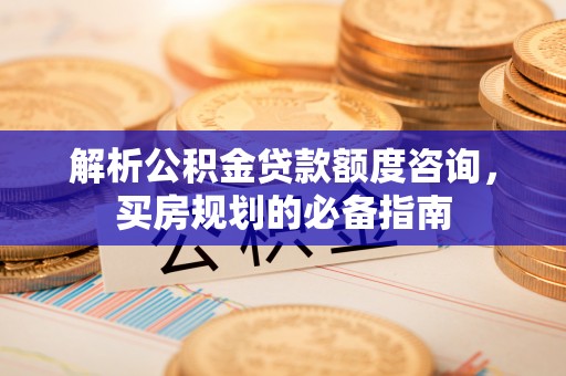 长葛解析公积金贷款额度咨询，买房规划的必备指南